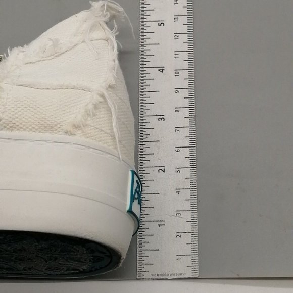 Blowfish Womens Mid-Top Canvas Sneakers White Fringed Edging Side Zip 6 - Picture 8 of 9